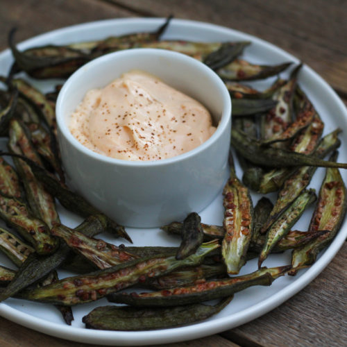 Okra Fries with Spicy Mayo Dipping Sauce