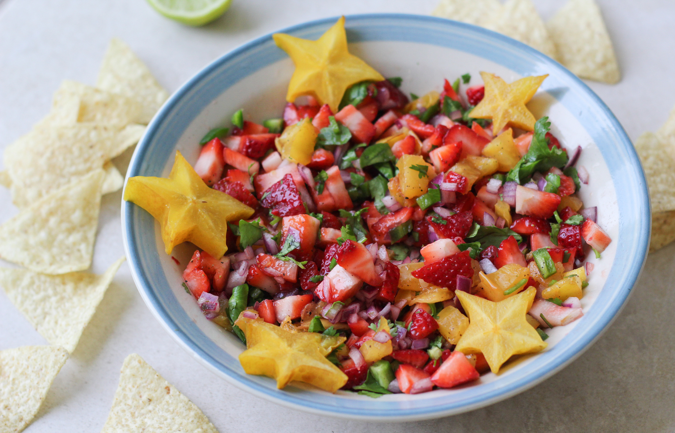 Learn how to make strawberry starfruit salsa